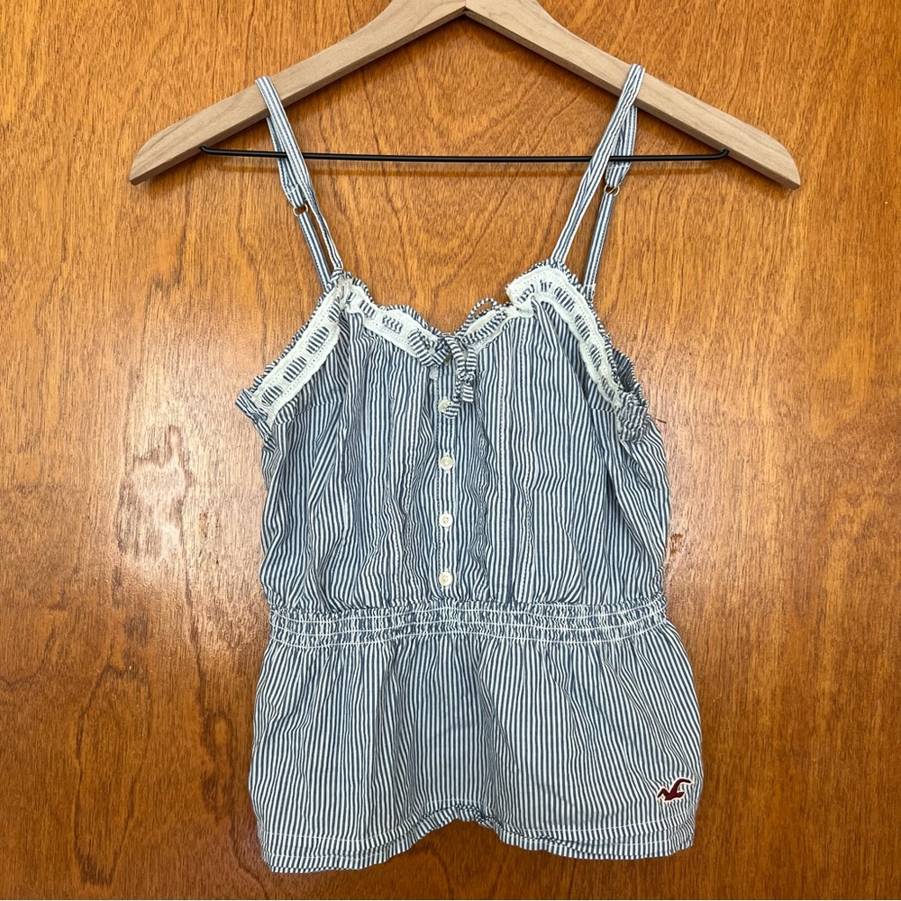 Vintage Hollister Striped Lace Trim Tank Top